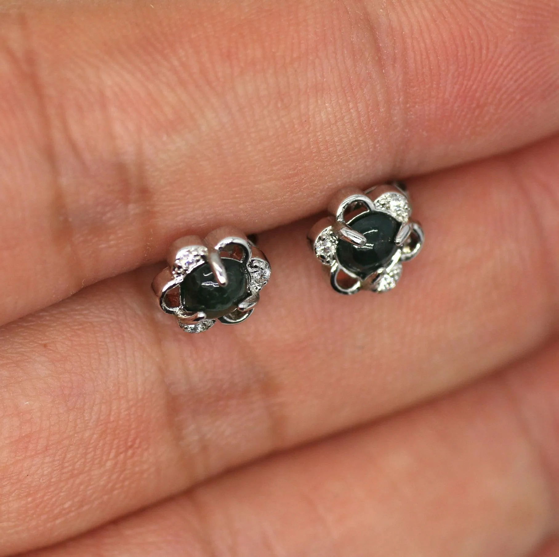 Type A Jadeite Jade Earrings s925 Silver Inlay 7N-B7YX-MF4L