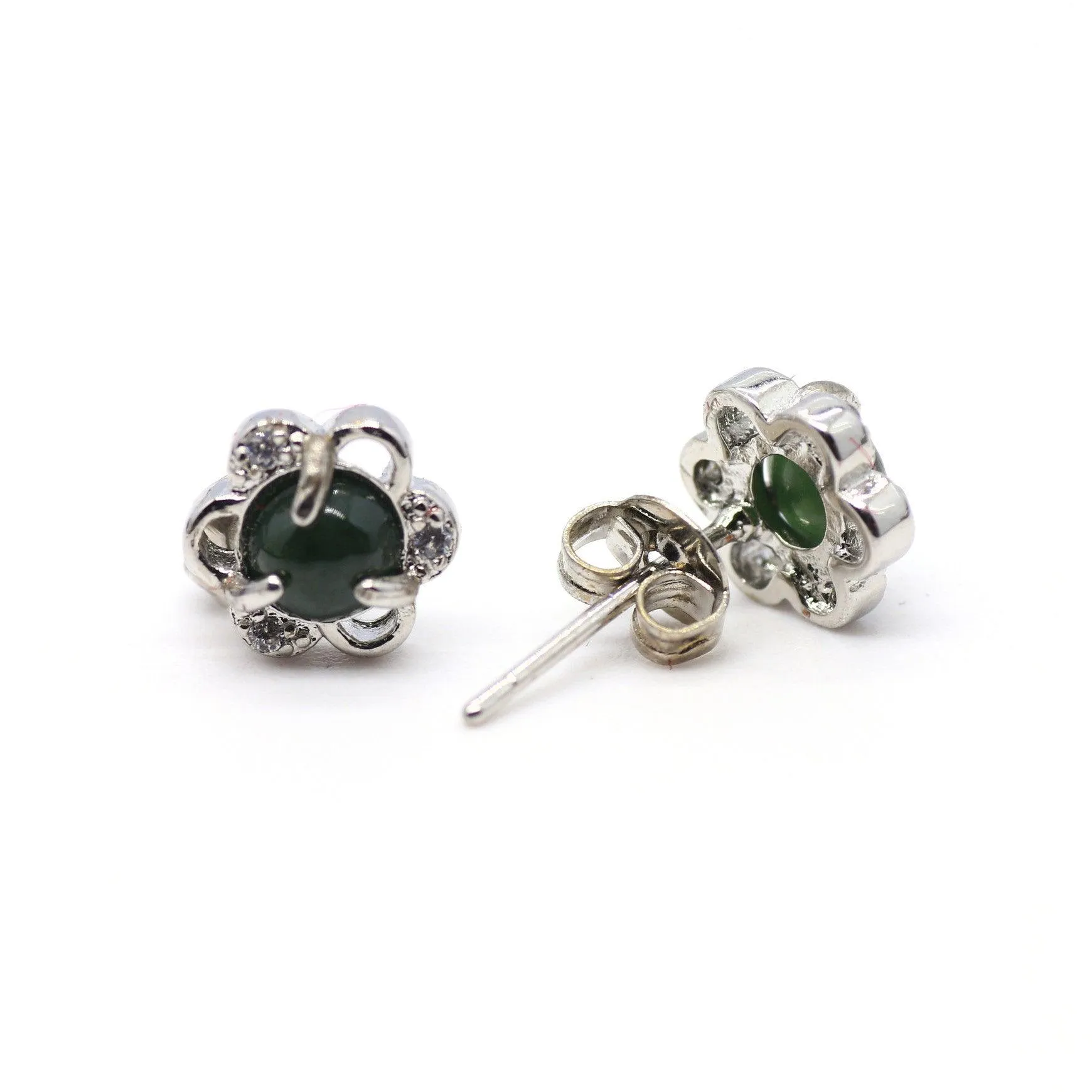 Type A Jadeite Jade Earrings s925 Silver Inlay 7N-B7YX-MF4L
