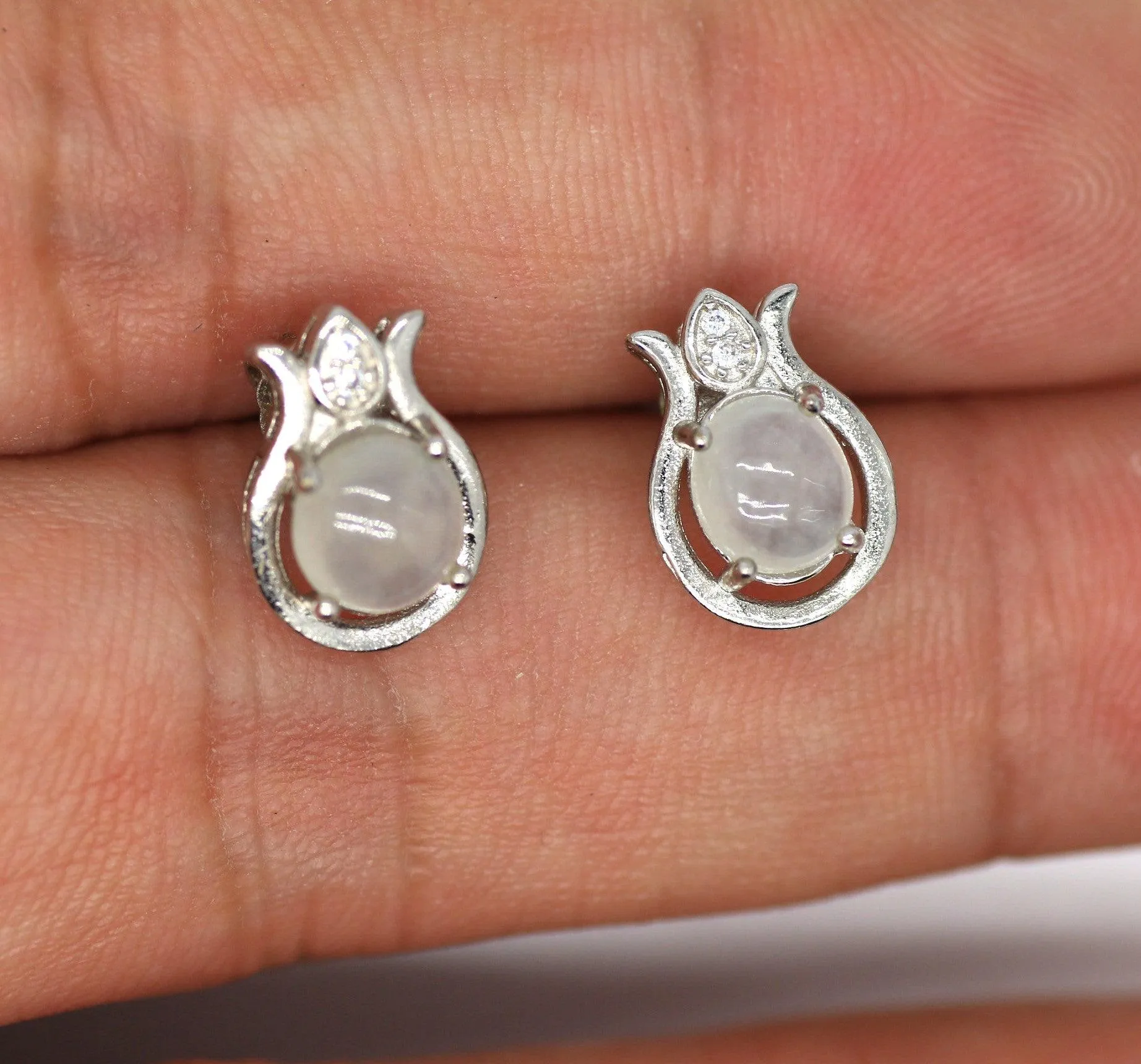 Type A Jadeite Jade Earrings s925 Silver Inlay 7X-5JP2-W5HP