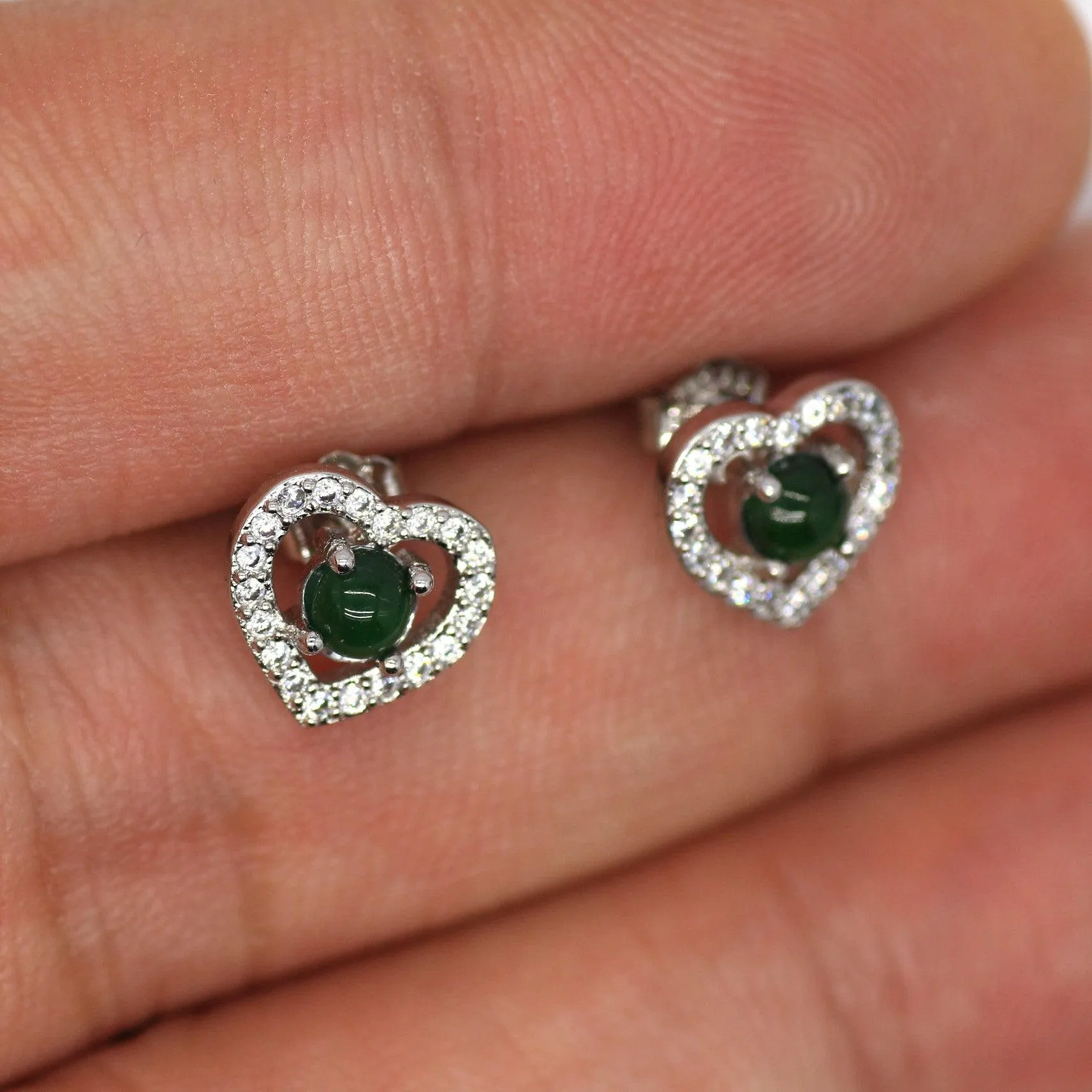 Type A Jadeite Jade Earrings s925 Silver Inlay FC-7QR4-9FOH