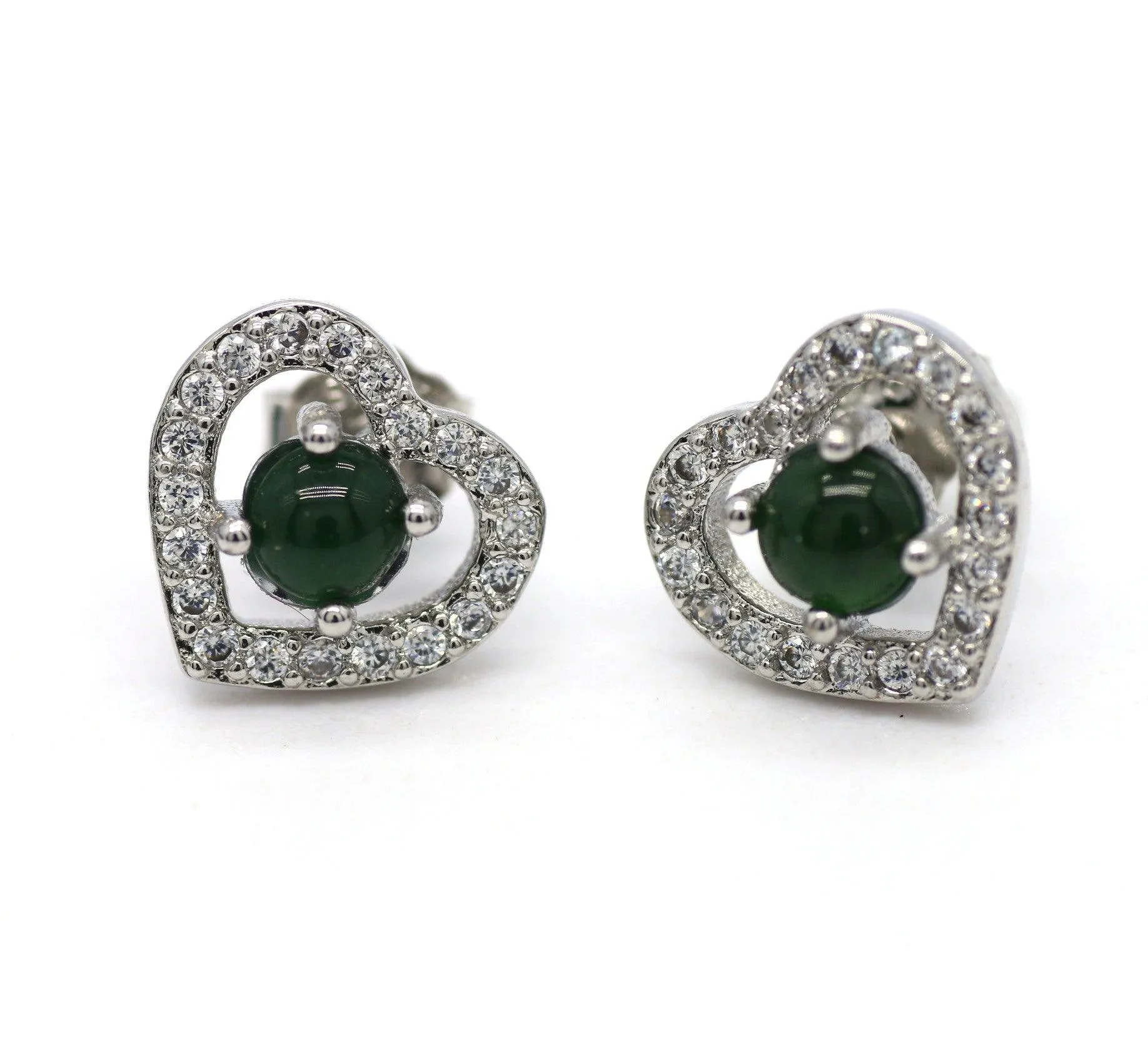 Type A Jadeite Jade Earrings s925 Silver Inlay FC-7QR4-9FOH