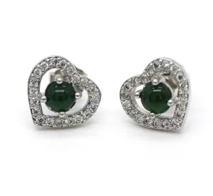 Type A Jadeite Jade Earrings s925 Silver Inlay FC-7QR4-9FOH