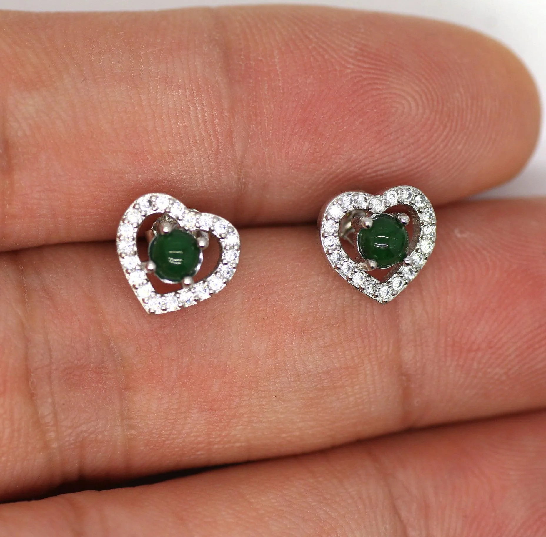 Type A Jadeite Jade Earrings s925 Silver Inlay FC-7QR4-9FOH