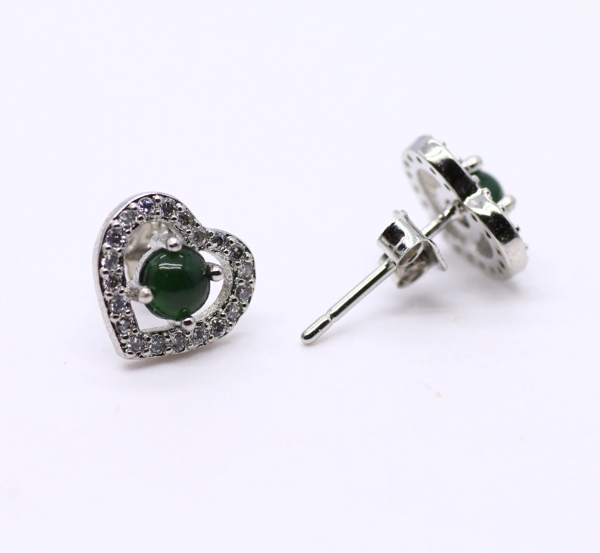 Type A Jadeite Jade Earrings s925 Silver Inlay FC-7QR4-9FOH
