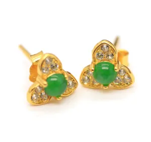 Type A Jadeite Jade Earrings s925 Silver Inlay FR-TSQQ-8CIS