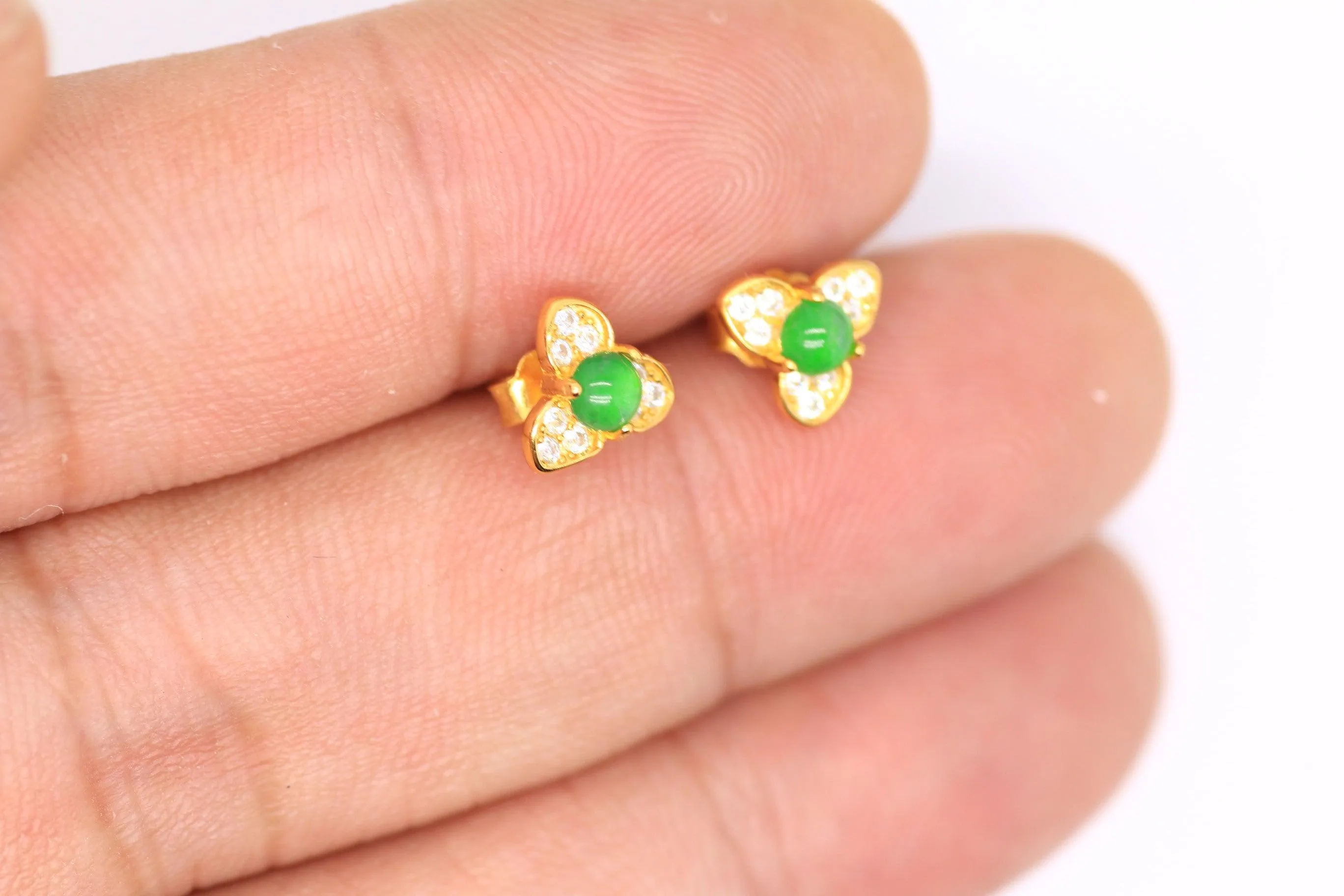 Type A Jadeite Jade Earrings s925 Silver Inlay FR-TSQQ-8CIS