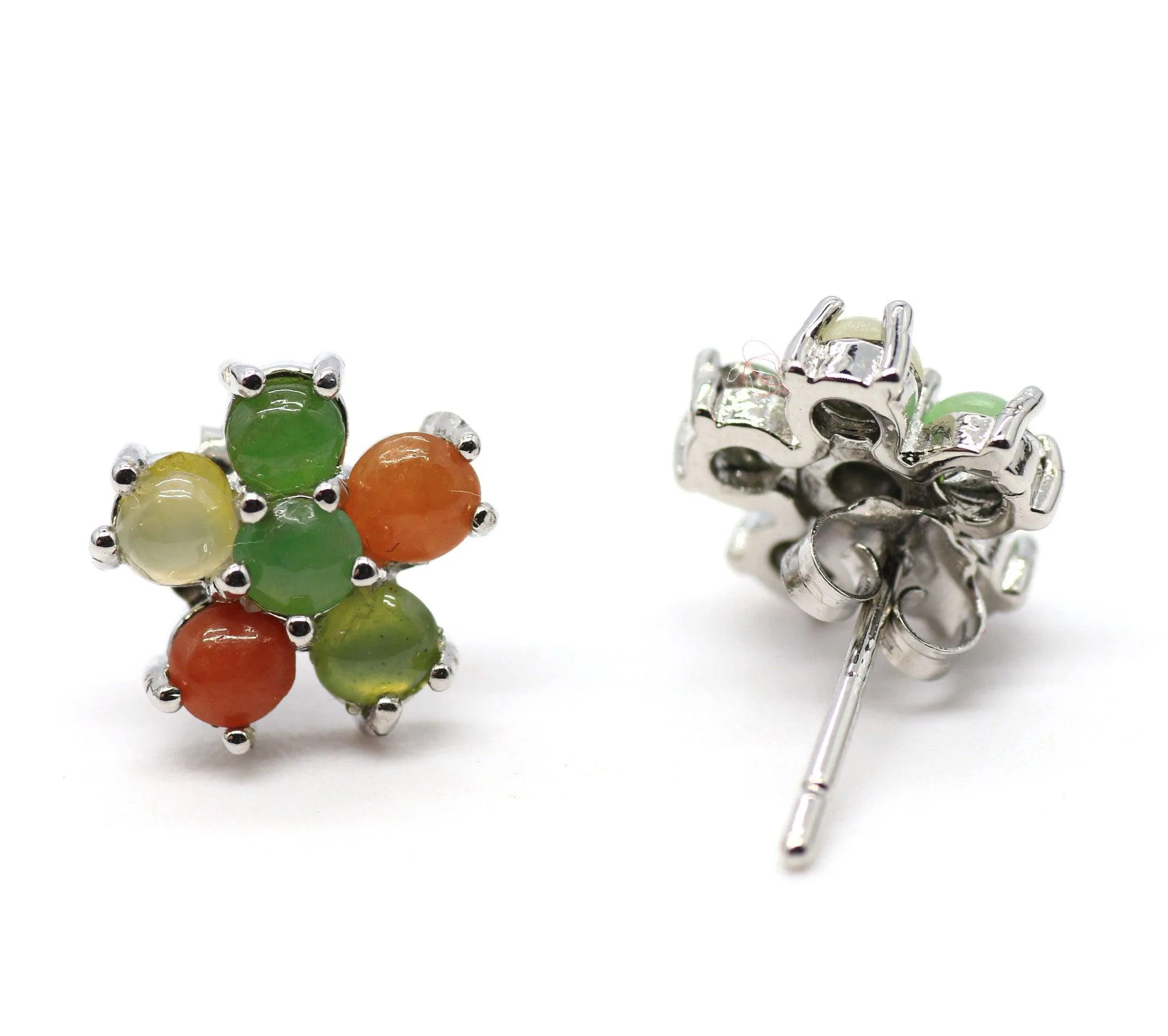 Type A Jadeite Jade Earrings s925 Silver Inlay XP-KZYD-0BZ8