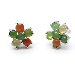 Type A Jadeite Jade Earrings s925 Silver Inlay XP-KZYD-0BZ8
