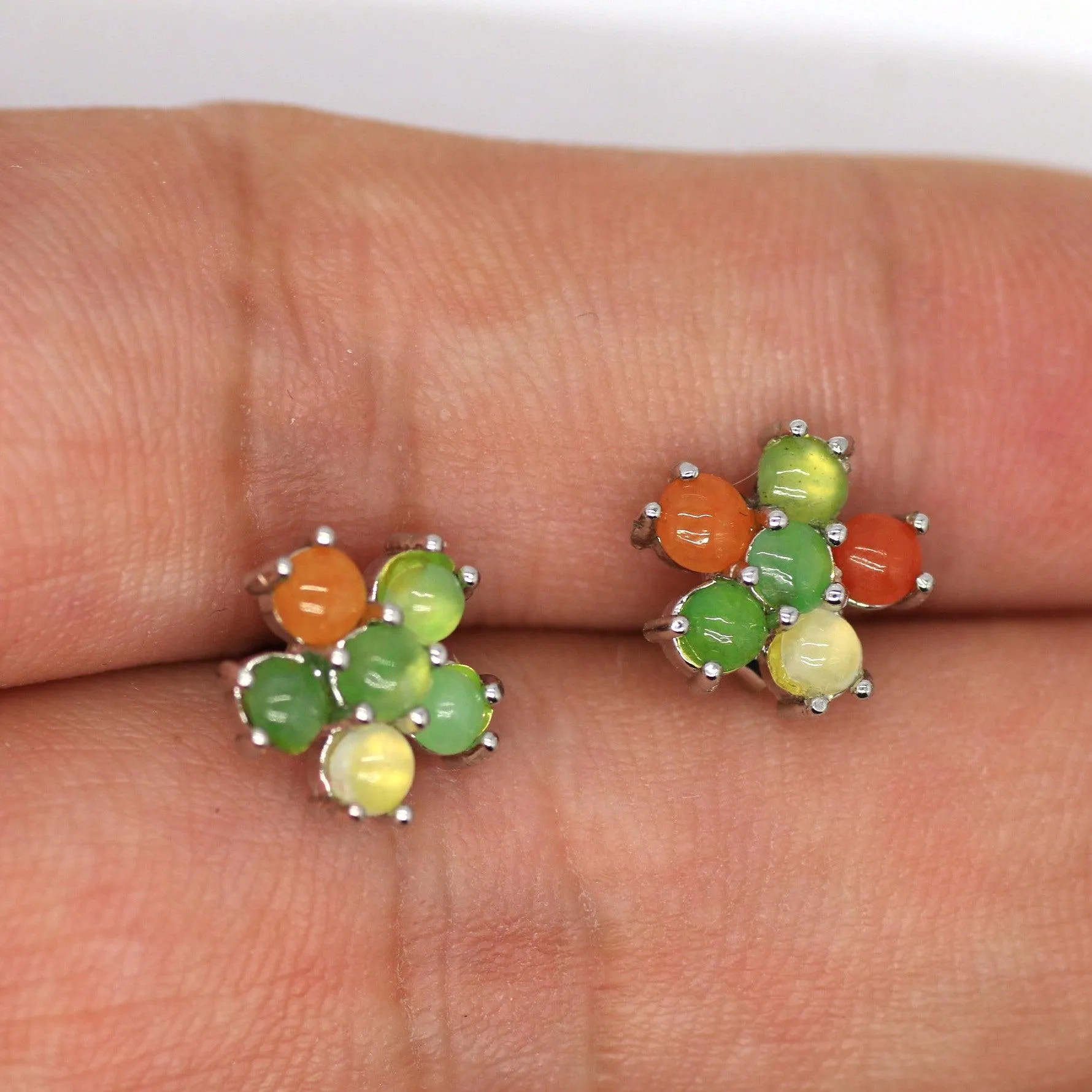 Type A Jadeite Jade Earrings s925 Silver Inlay XP-KZYD-0BZ8