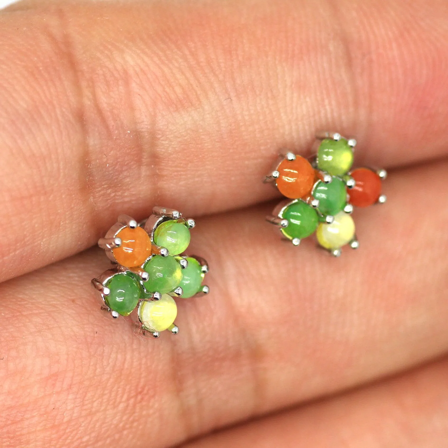 Type A Jadeite Jade Earrings s925 Silver Inlay XP-KZYD-0BZ8