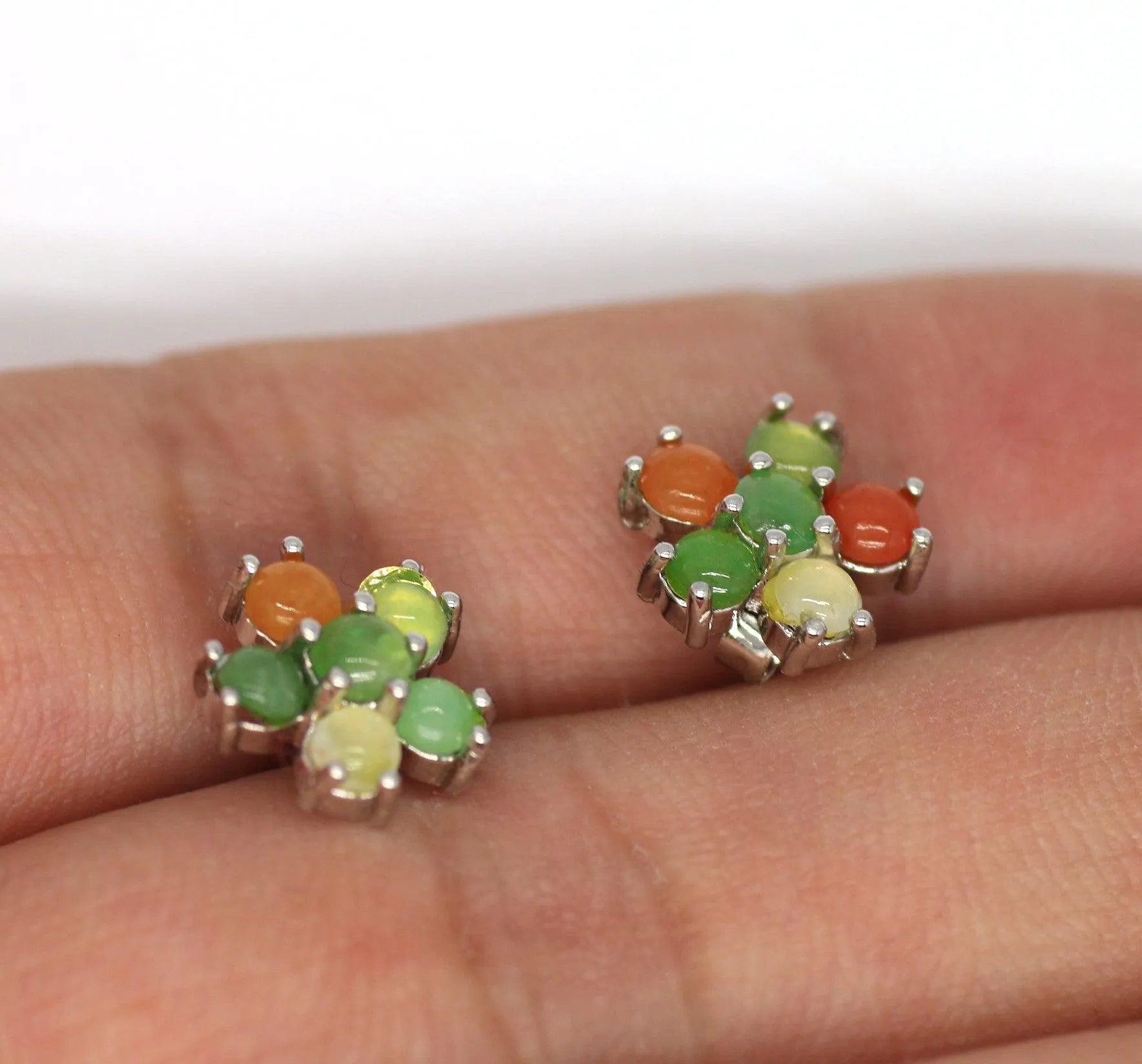 Type A Jadeite Jade Earrings s925 Silver Inlay XP-KZYD-0BZ8